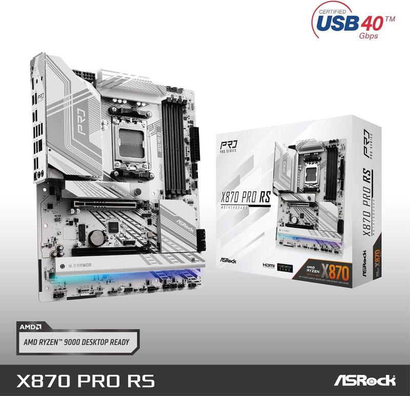 Placa-mãe ASRock X870 Pro RS DDR5 8000MHz PCIe Gen5 - Placa Mãe